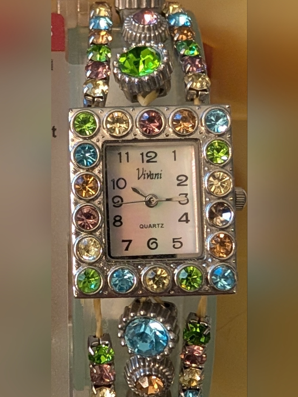 Working Vivani Multicolor Crystal Accent Quartz Watch